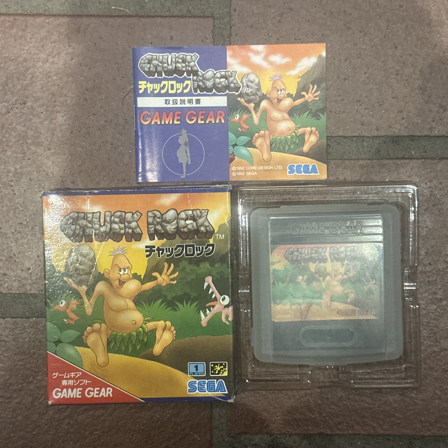 Chuck Rock • Sega Game Gear (1992) Boxed + Manual • Region Free Japan Import