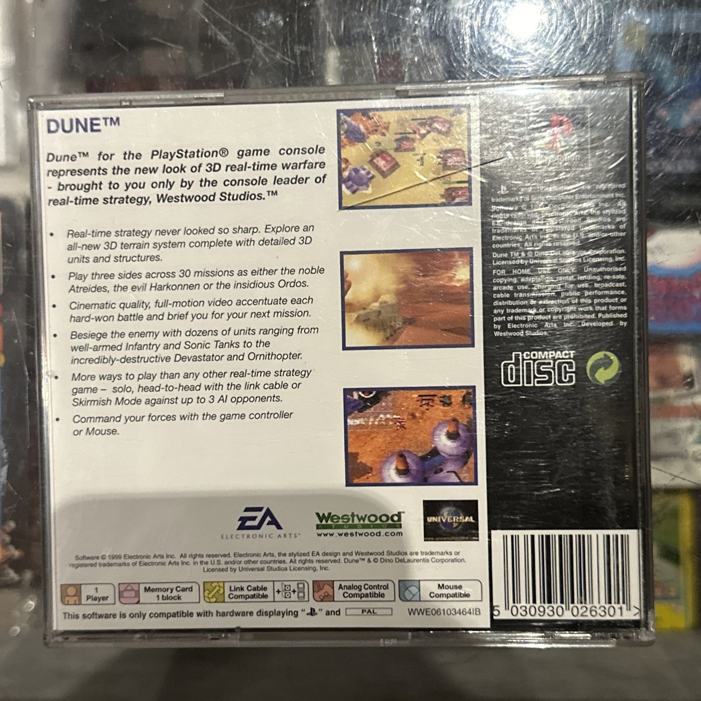 DUNE • Sony PlayStation 1 PS1 Game + Manual (1999) PAL • Westwood Studios