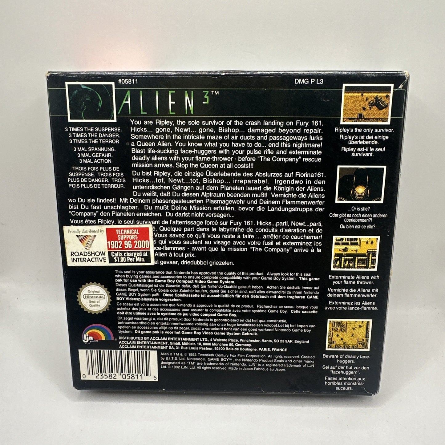 Alien 3 • Nintendo GameBoy Game + Manual & Box (1993) Boxed • Complete CIB • LJN