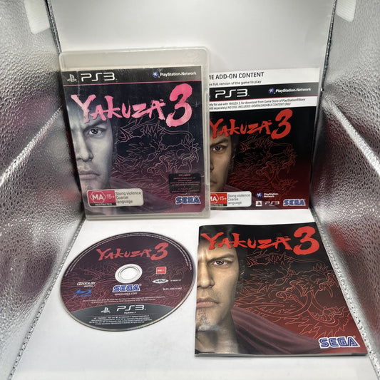 Yakuza 3 • Playstation 3 PS3 Game + Manual (2010) SEGA • Complete • Cover Damage
