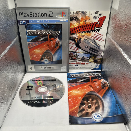 Need For Speed Underground • PlayStation 2 PS2 + Manual (2003) PAL • Car Racing