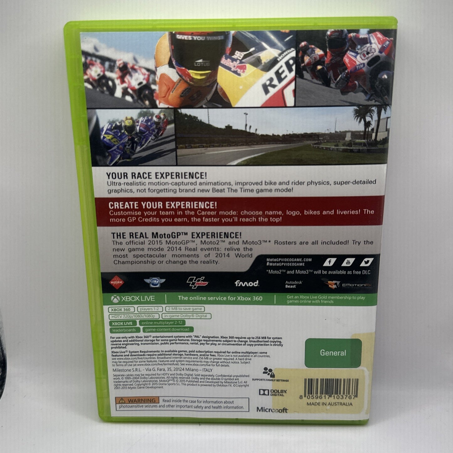 MotoGP 15 • Xbox 360 Game (2015) PAL AUS • Motorcycle Racing Moto GP