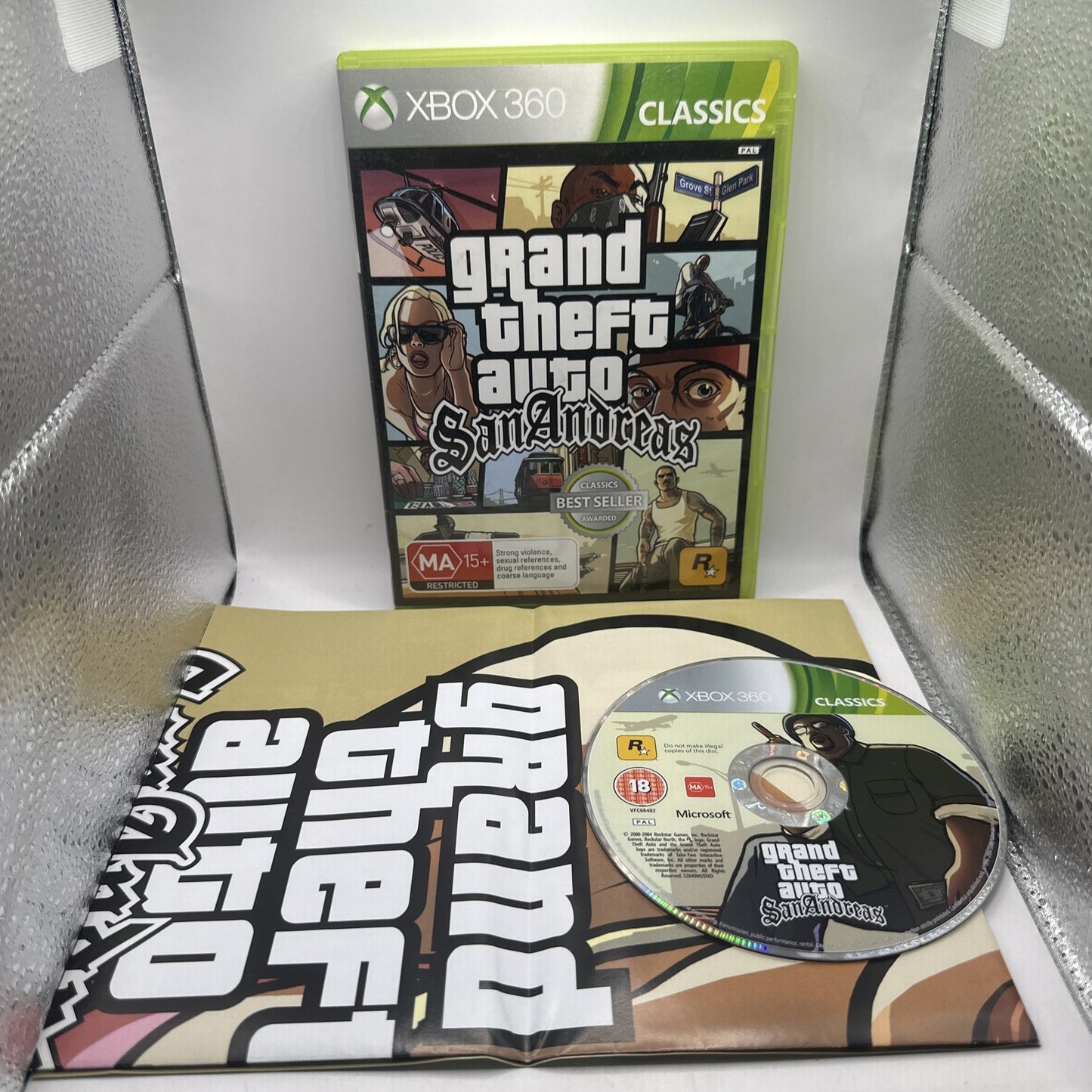 Grand Theft Auto: San Andreas • Xbox 360 Game + Poster (2005) PAL AUS • GTA SA