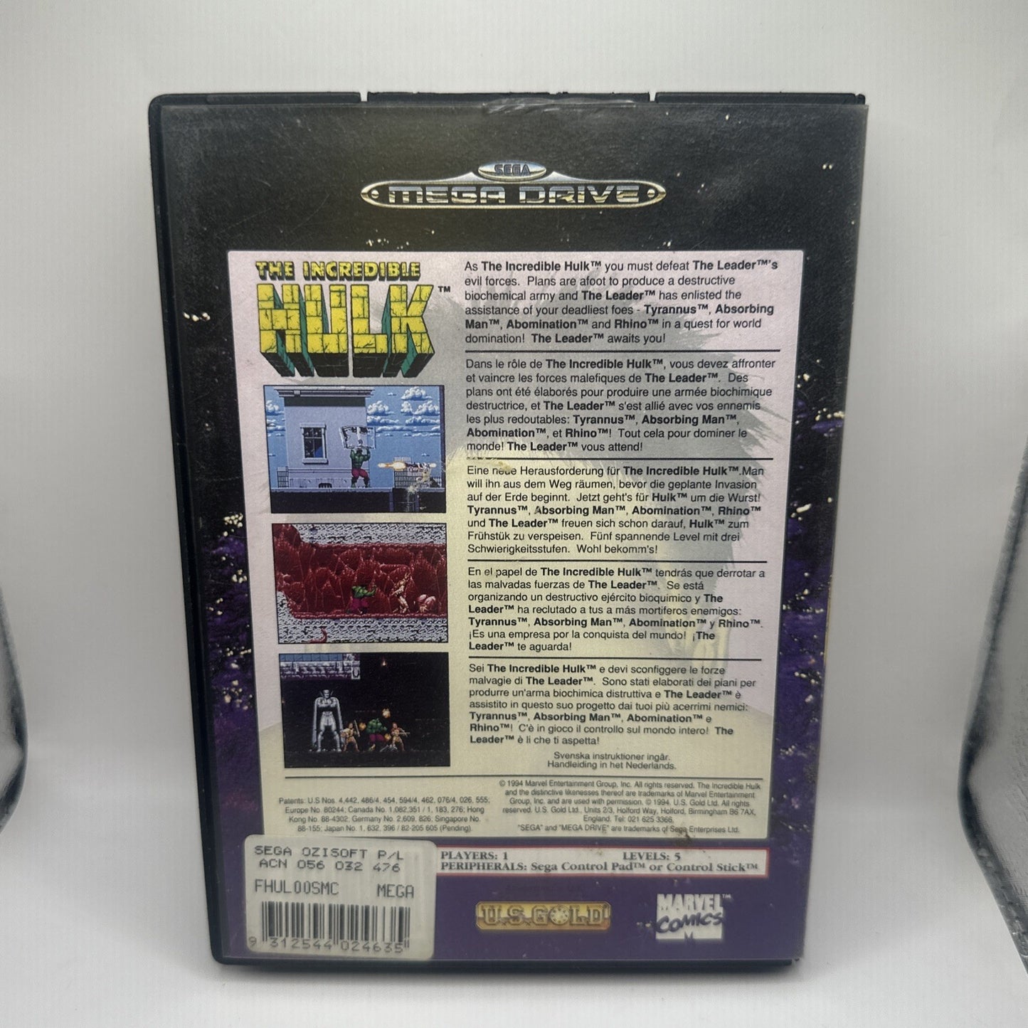 The Incredible Hulk • Sega Mega Drive Game (1994) PAL • Marvel