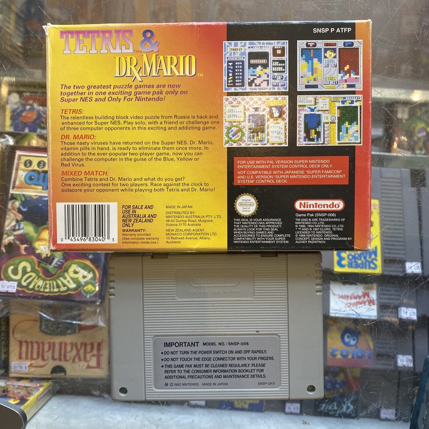 Tetris & Dr Mario Super Nintendo Game + Box • Tested/Working! SNES