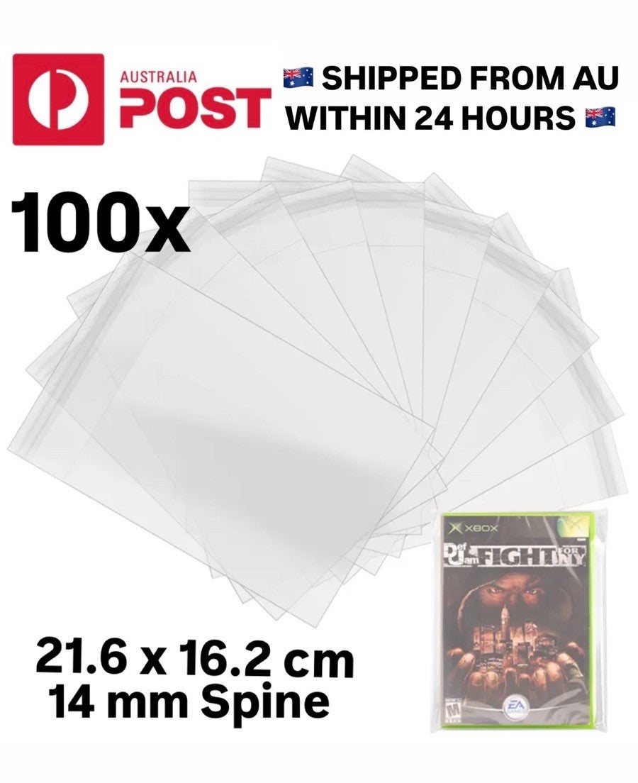 100x DVD / Game / Xbox / PS2 Case Plastic Sleeve Cover OPP Bag • 21.6 x 16.2cm