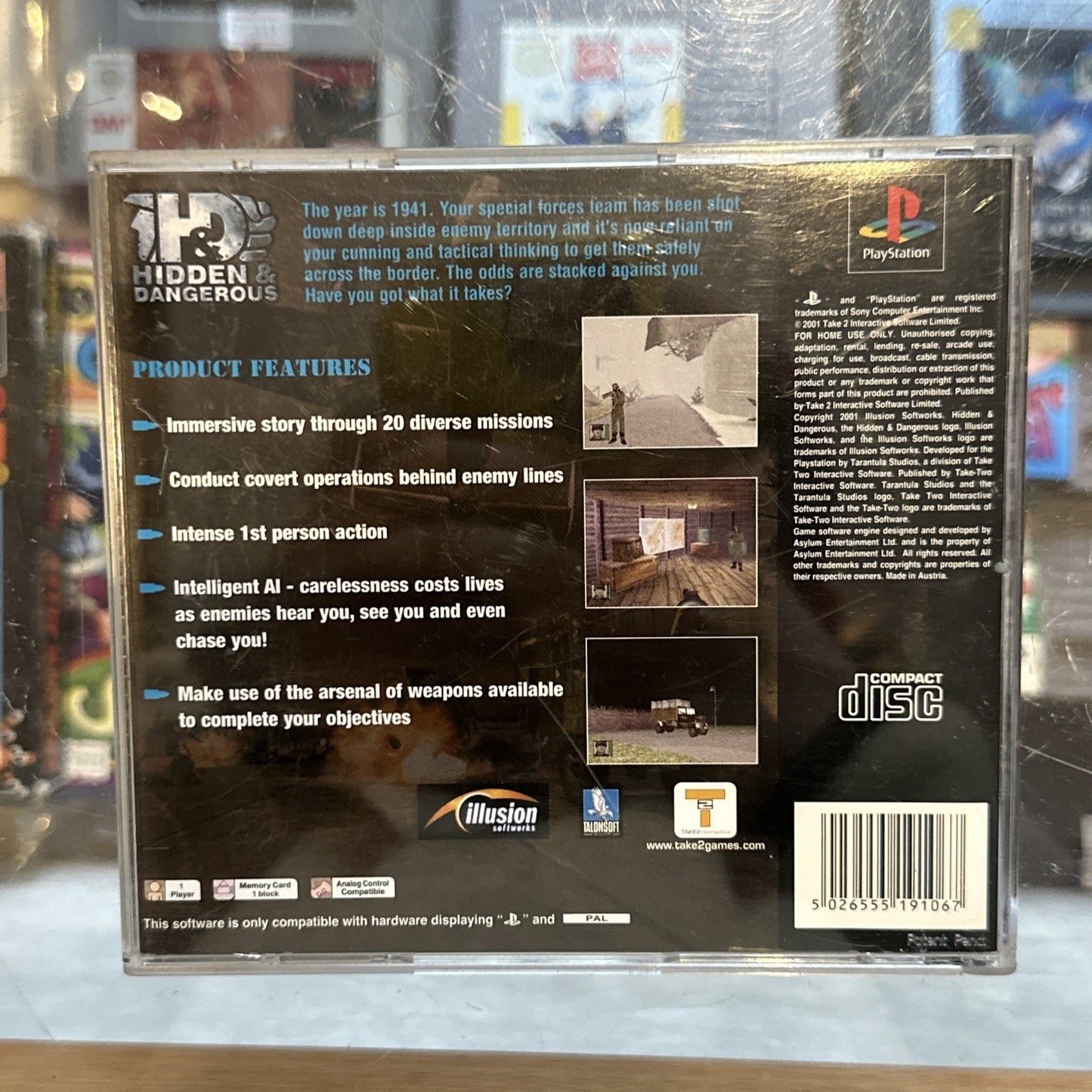 HIDDEN & DANGEROUS • Sony PlayStation 1 PS1 Game + Manual (2001) PAL • Complete