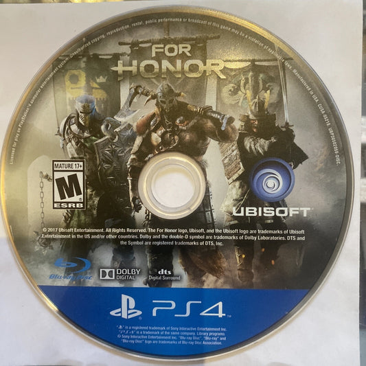 FOR HONOR PS4 PLAYSTATION 4 GAME • DISC ONLY • REGION FREE (2017)