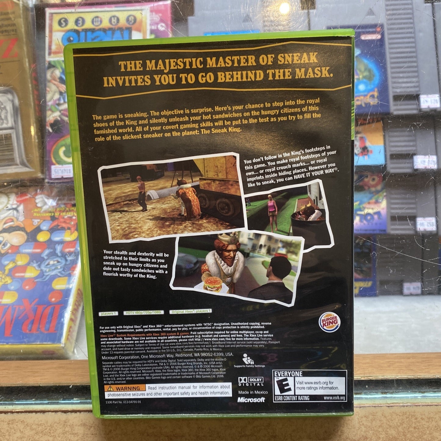 Sneak King • Xbox 360/Xbox Original Game + Manual (2006) Complete • Burger King