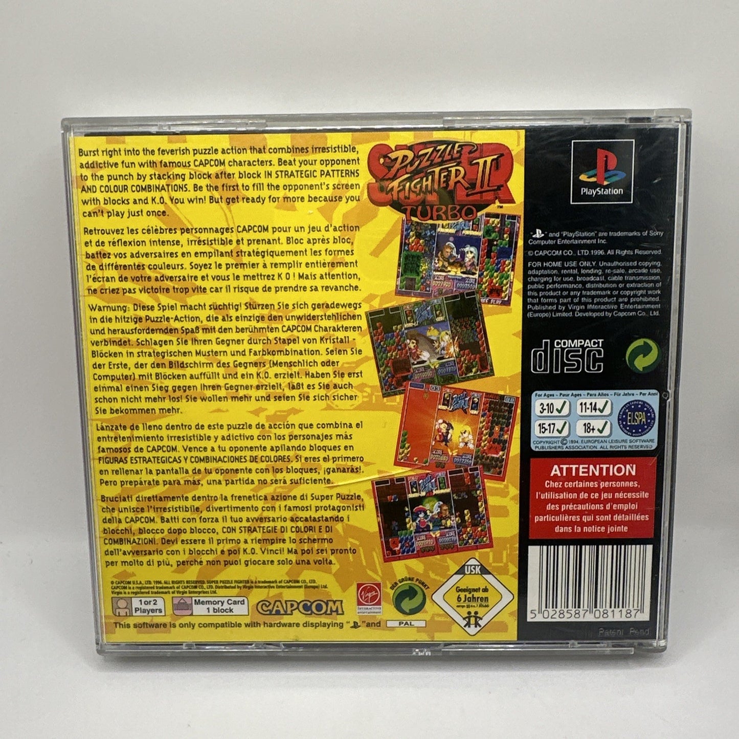 Super Puzzle Fighter II Turbo • PlayStation 1 PS1 + Manual (1996) PAL • Complete