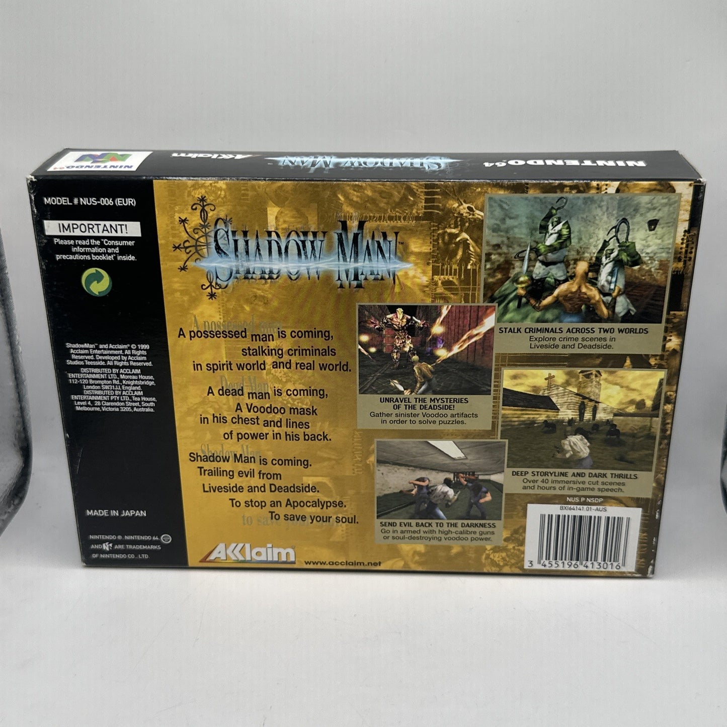 Shadow Man • Nintendo 64 N64 Game + Box & Manual (1999) AUS PAL • Complete CIB