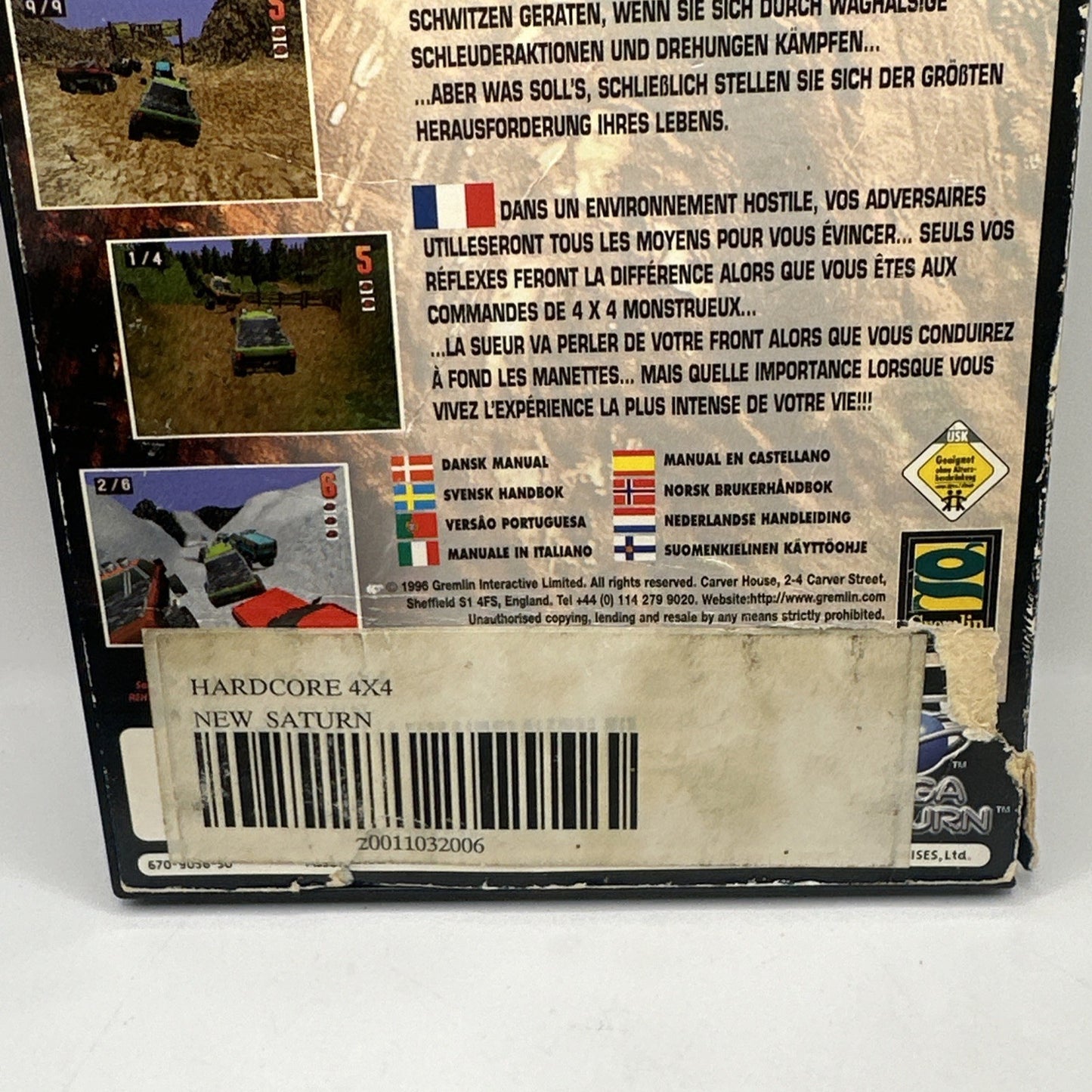 Hardcore 4X4 • Sega Saturn Game + Manual (1996) PAL • Complete CIB Boxed