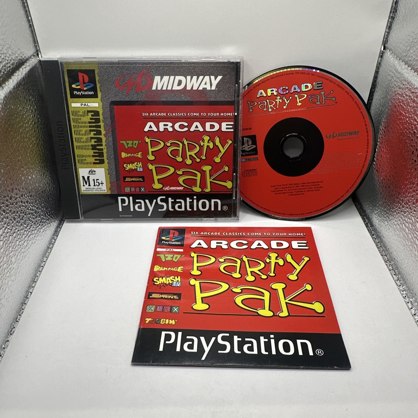 Arcade Party Pak • Sony Playstation 1 PS1 Game + Manual (1999) PAL • Midway Pack
