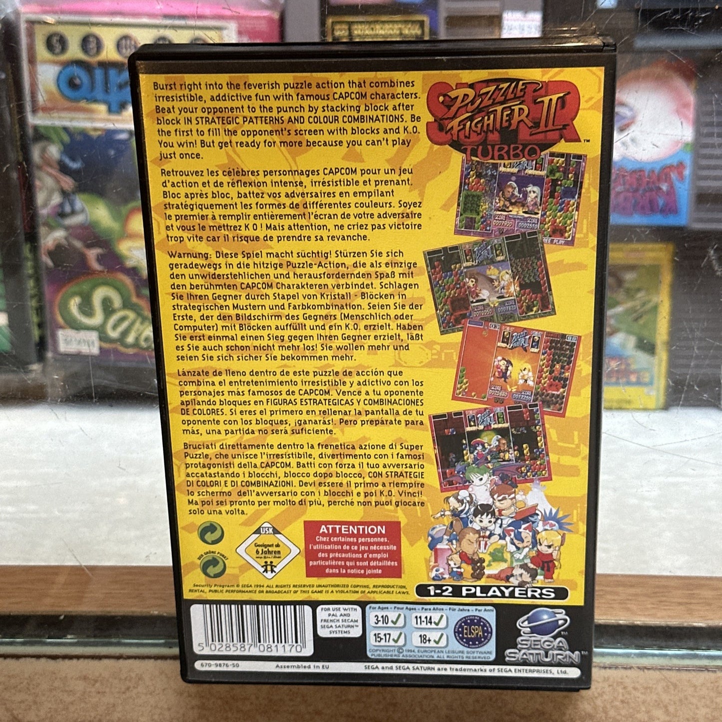 Super Puzzle Fighter II 2 Turbo • Sega Saturn Game + Manual (1994) PAL Complete
