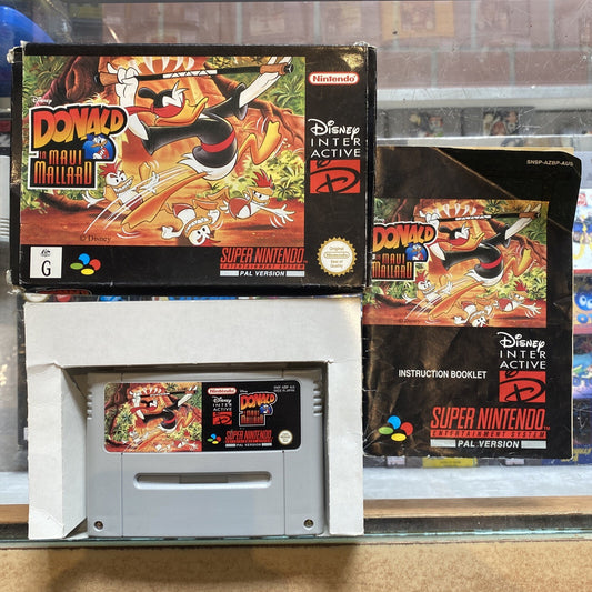 Donald In Maui Mallard Super Nintendo SNES Game In Box + Manual PAL AUS • Boxed