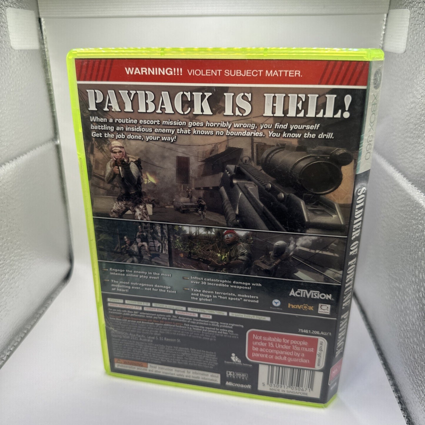 Soldier of Fortune Payback • Xbox 360 Game + Manual (2007) AUS PAL • Australian