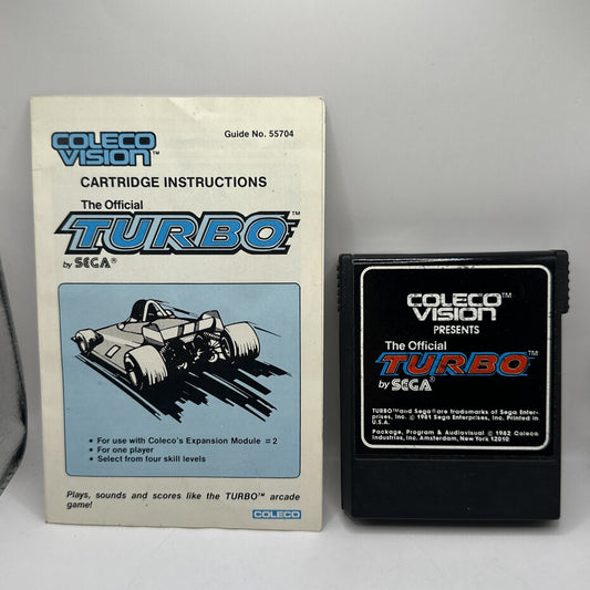 Turbo • ColecoVision Game + Manual (1982) SEGA Car Racing Games • Coleco