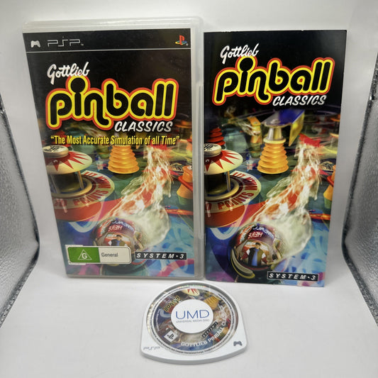 Gottlieb Pinball Classics • PlayStation Portable PSP Game + Manual Complete 2006