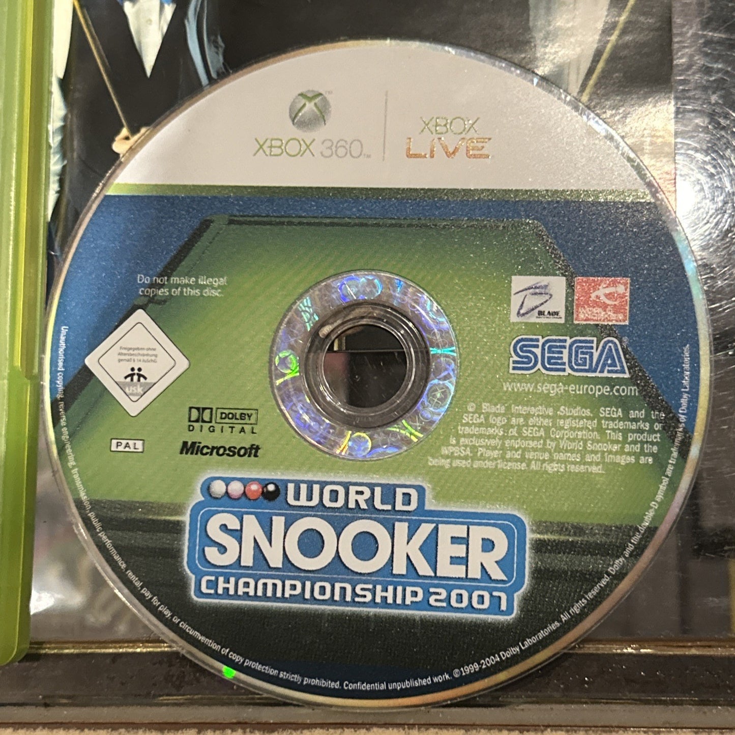 World Snooker Championship 2007 • Xbox 360 Game + Manual • SEGA • PAL