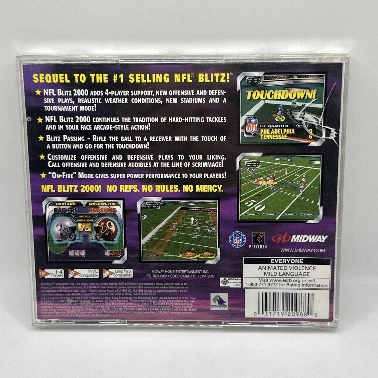 NFL Blitz 2000 • Sega Dreamcast Game + Manual (NTSC) Complete CIB