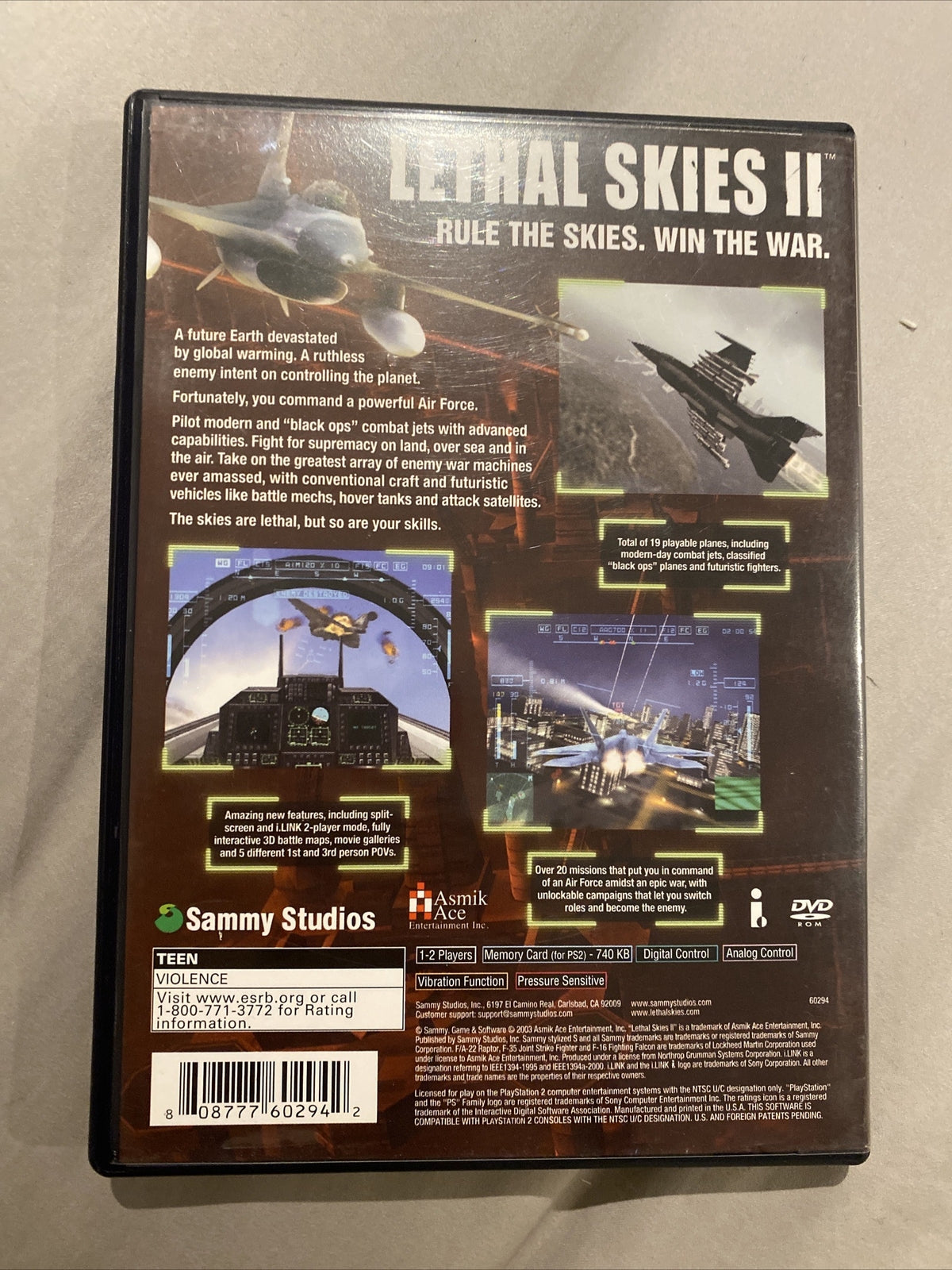 Lethal Skies II 2 • PlayStation 2 PS2 Game + Manual (2003) NTSC-U • Flying