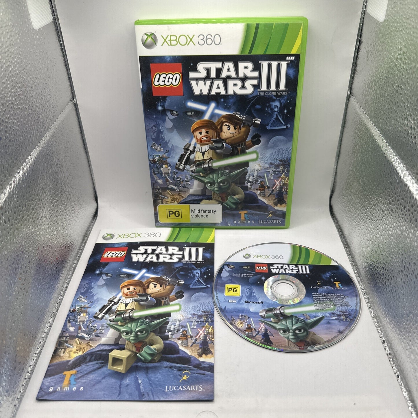 LEGO Star Wars III: The Clone Wars • Xbox 360 Game + Manual (2011) PAL AUS • CIB