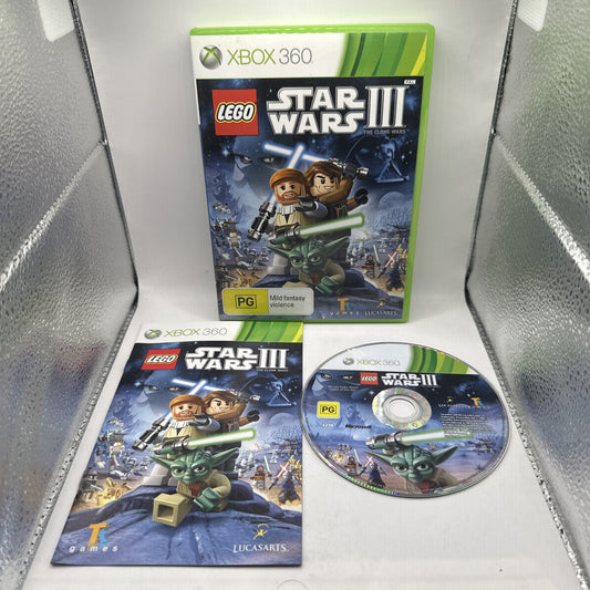 LEGO Star Wars III: The Clone Wars • Xbox 360 Game + Manual (2011) PAL AUS • CIB