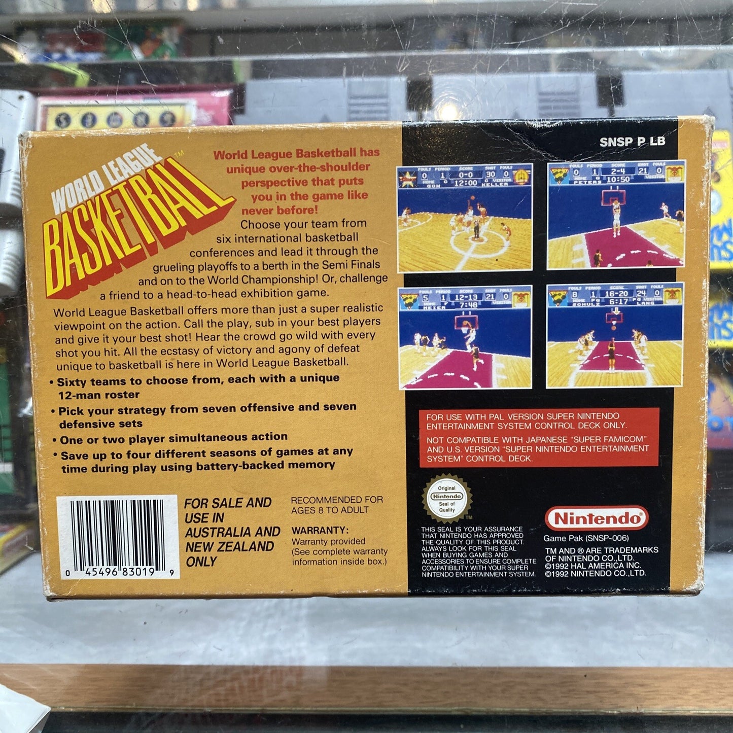 World League Basketball Super Nintendo Game In Box (1992) PAL Mattel SNES Boxed