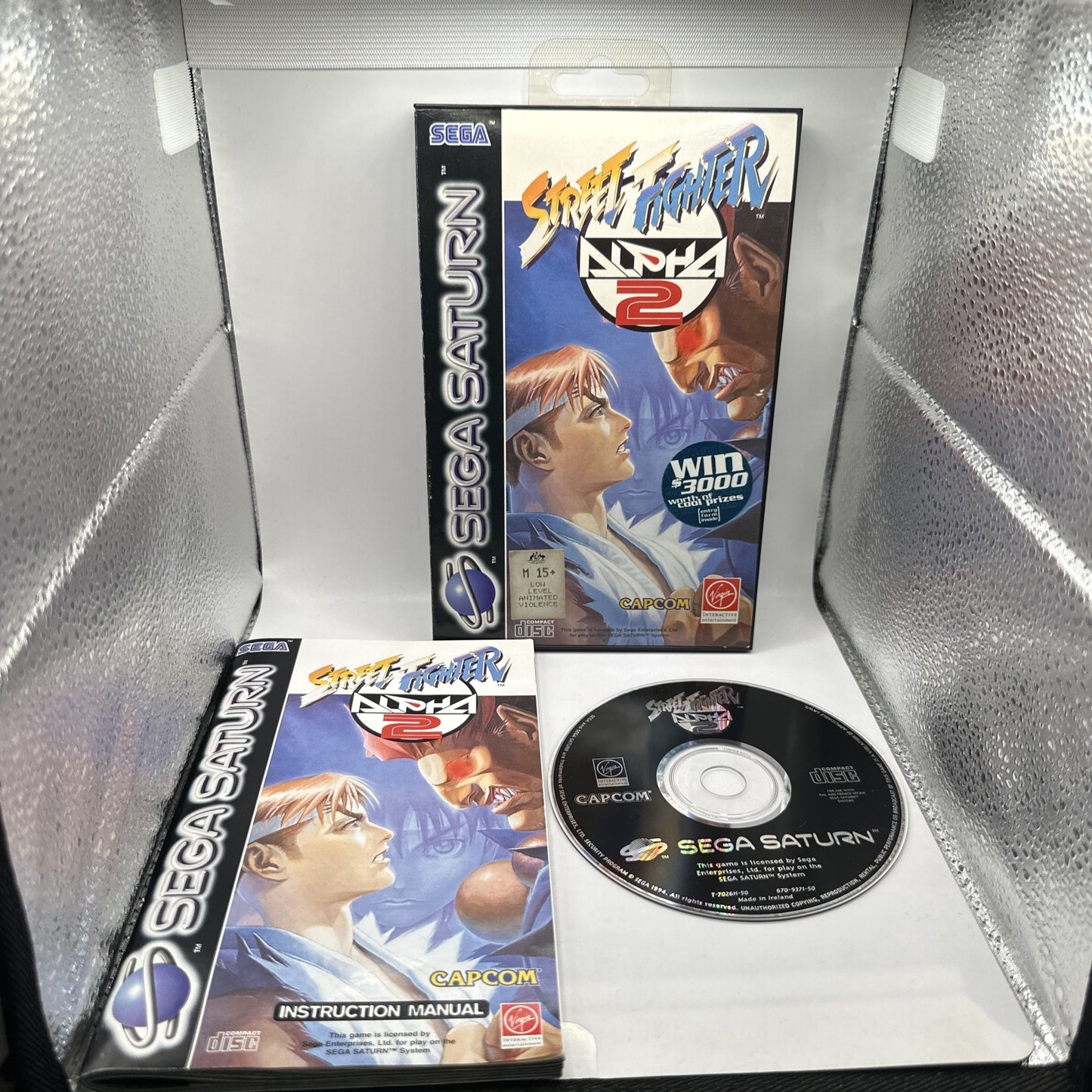 Street Fighter Alpha 2 • Sega Saturn Game + Manual PAL (1996) Complete • Capcom