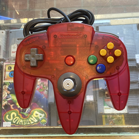 Official Clear Red Nintendo 64 Controller • Tested/Working • N64