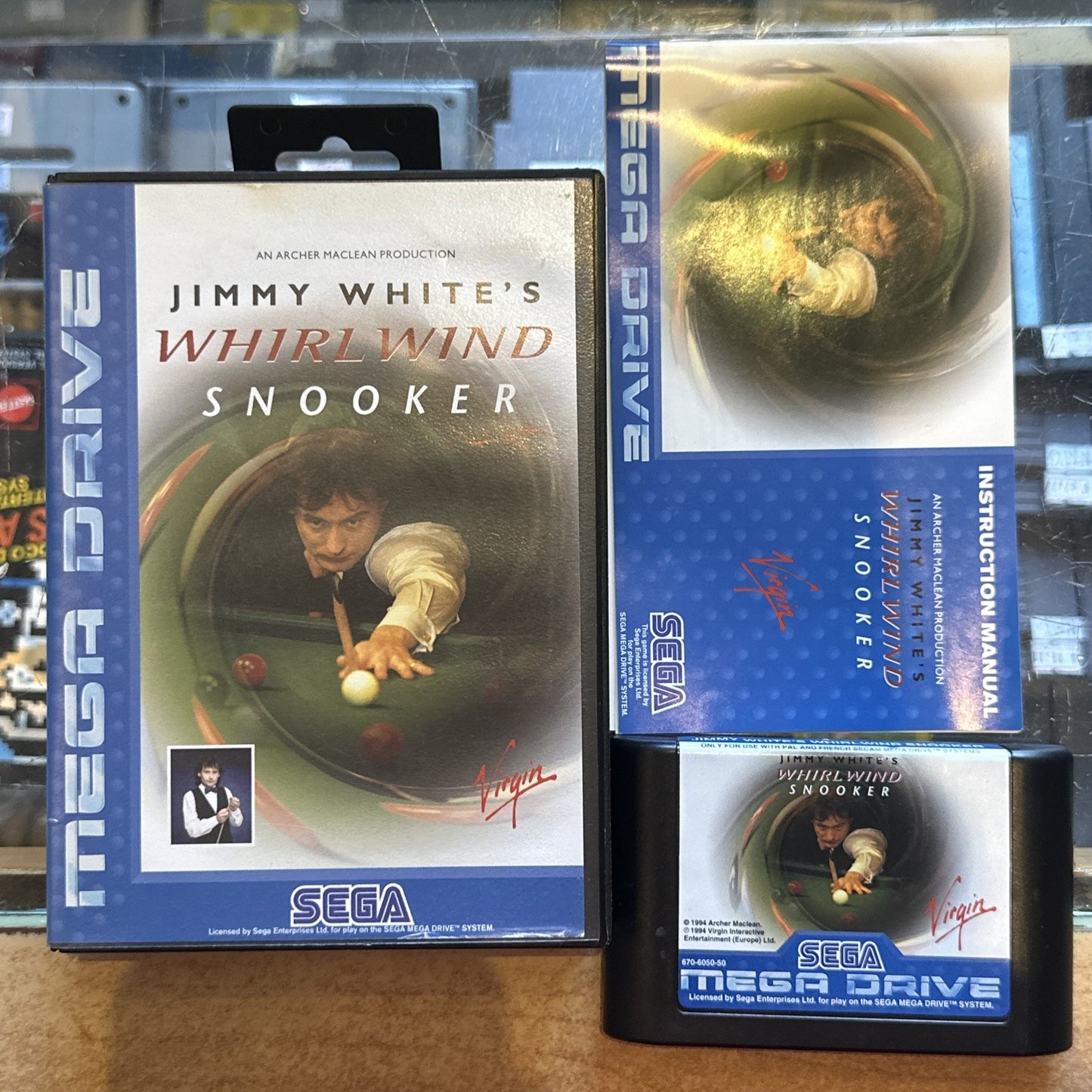 Jimmy White's Whirlwind Snooker • SEGA Mega Drive Game + Box & Manual 1994 Pool